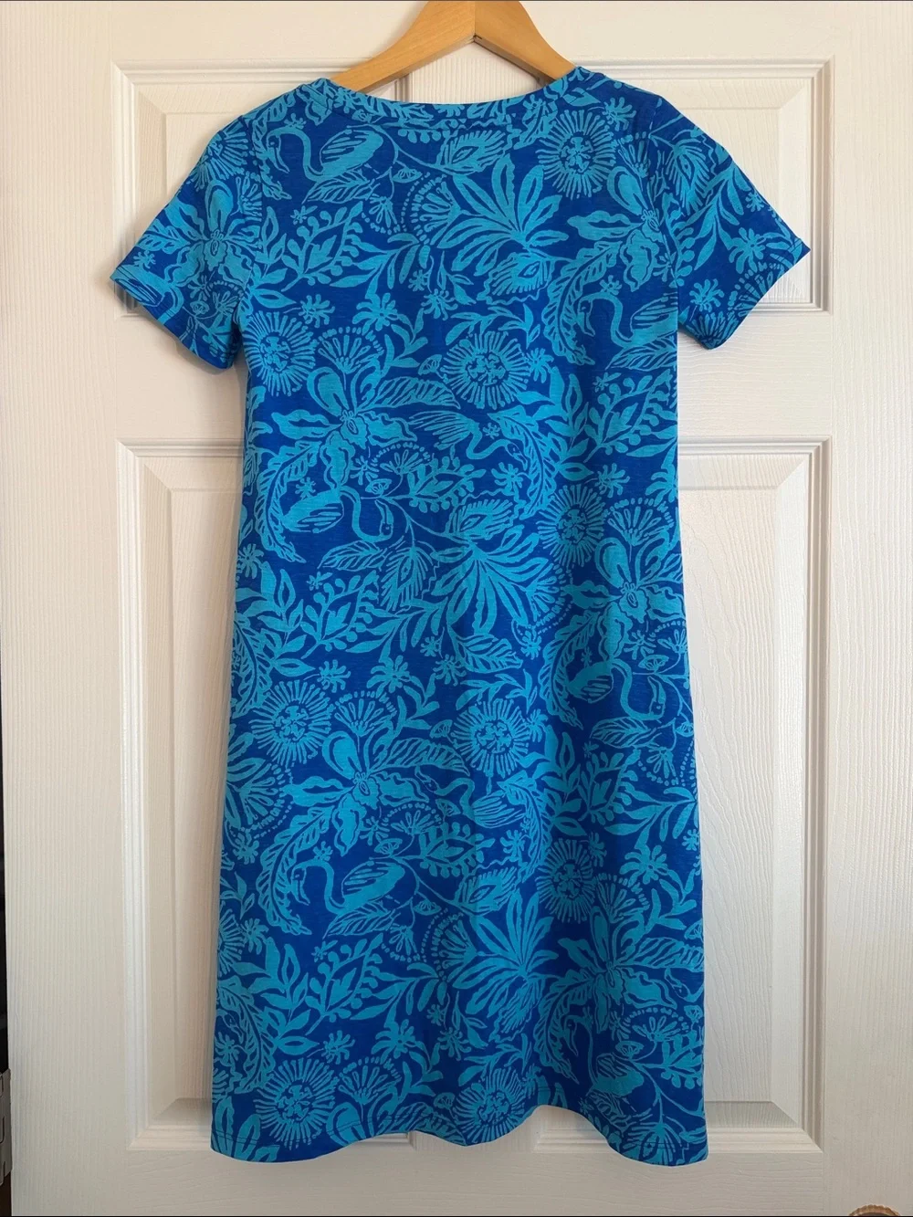 Lilly Pulitzer Blue Floral Short-Sleeve A-Line Dress XXS
